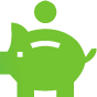 green icon save money in piggy bank